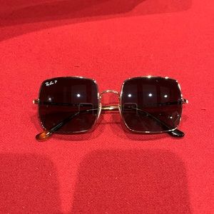 Ray-Ban 1971 square sunglasses gold frame polarized